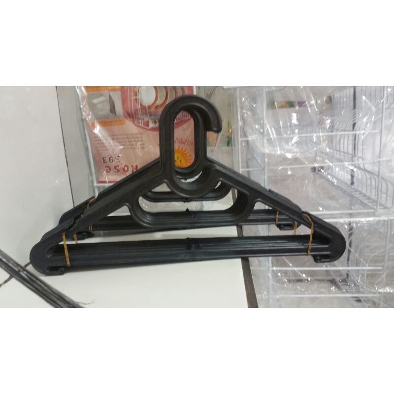 GANTUNGAN BAJU 12PCS PLASTIK HITAM/GANTUNGAN BAJU MURAH/GANTUNGAN