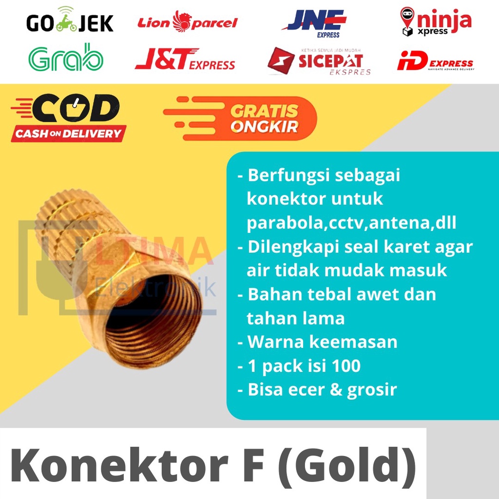 Konektor Gold RG 6 dengan seal karet Premium Sale Price