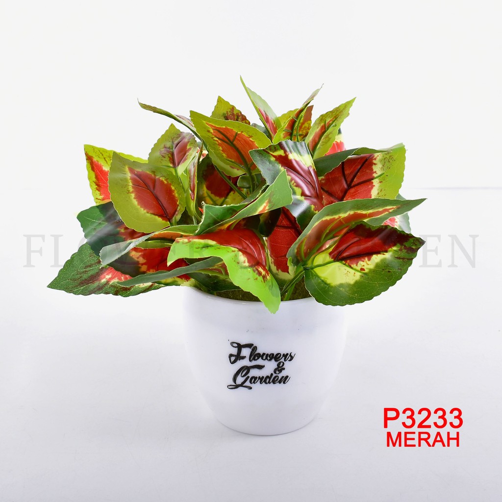 HMPU TANAMAN HIAS TANAMAN DAUN PLASTIK TANAMAN HIAS RUMAH BUNGA HIAS BUNGA PLASTIK BUNGA P3233-MERAH