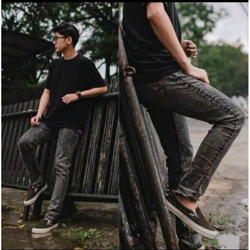 CELANA JEANS PRIA Celana Jeans Pria sobek Snow Wash Original celana panjang pria