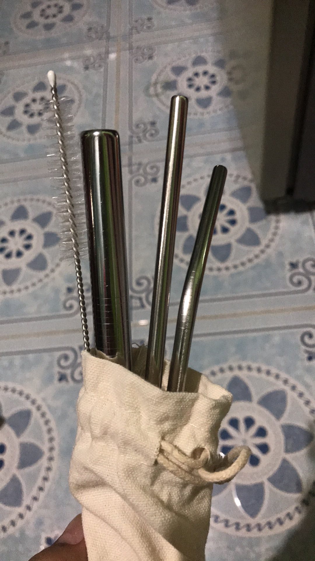 Set 5pcs Sedotan Minuman Dengan Bahan Stainless Steel Dan Warna Putih Stainless Steel Straw Straws