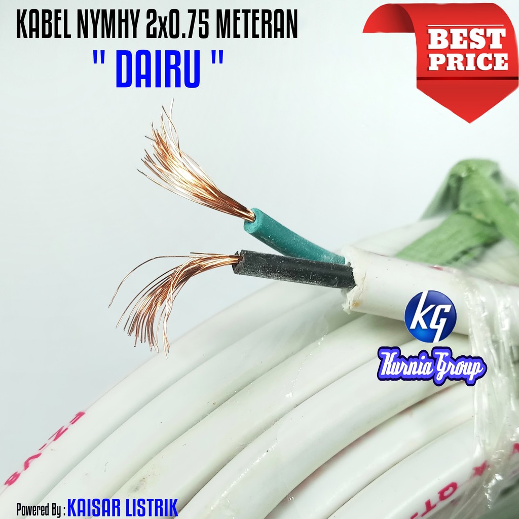 Kabel NYM HYO DAIRU 2x0.75 PUTIH Serabut Isi 2 Harga PER ROLL 50M DAIRU NYMHYO MYM NYA NYMHY 50meter