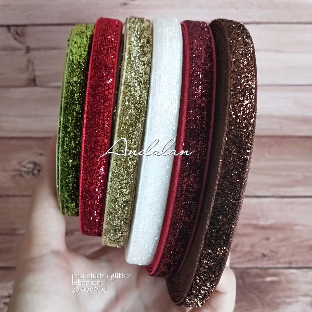 

PIta Bludru Glitter Roll Hiasan Dekorasi per yard