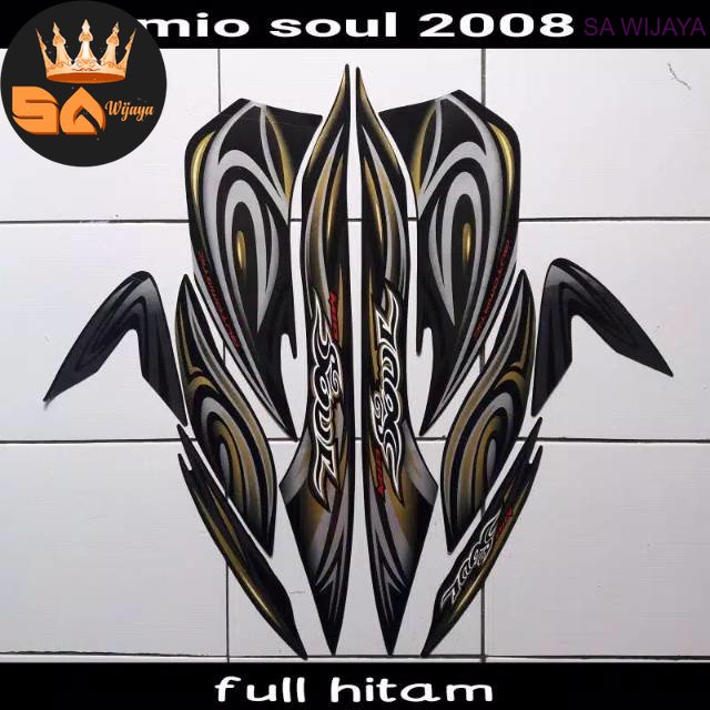 striping sticker lis body yamaha mio soul karbu lama thn 2008 full hitam