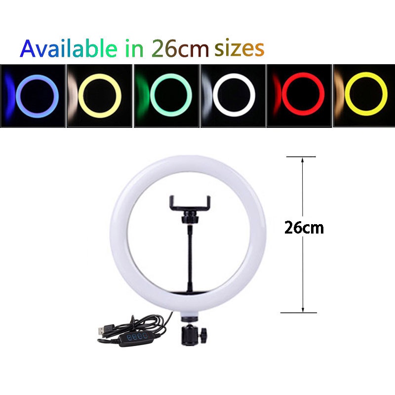 Video Light Dimmable RGB Selfie LED Ring Light With Tripod Stand USB Ring Lamp Large Photography Rim Light For TikTok Youtube