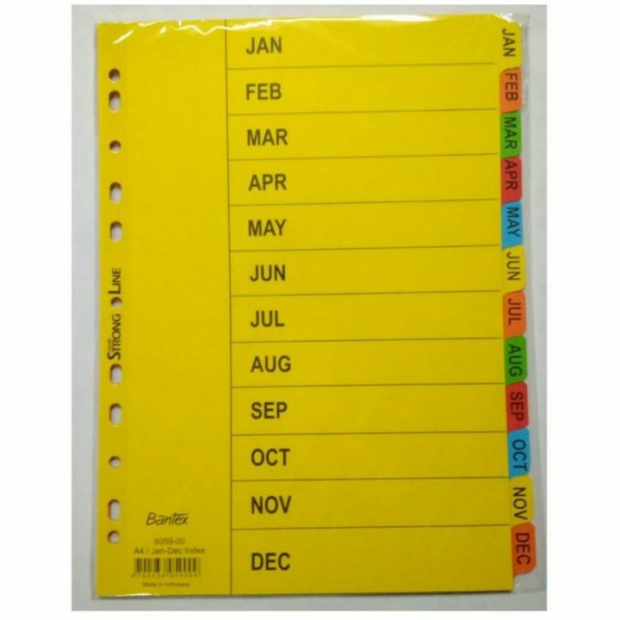 

Gaya Divider Bantex 6059 Bulan Jan-Des / Pembatas Kertas Bantex Bulan Hemat