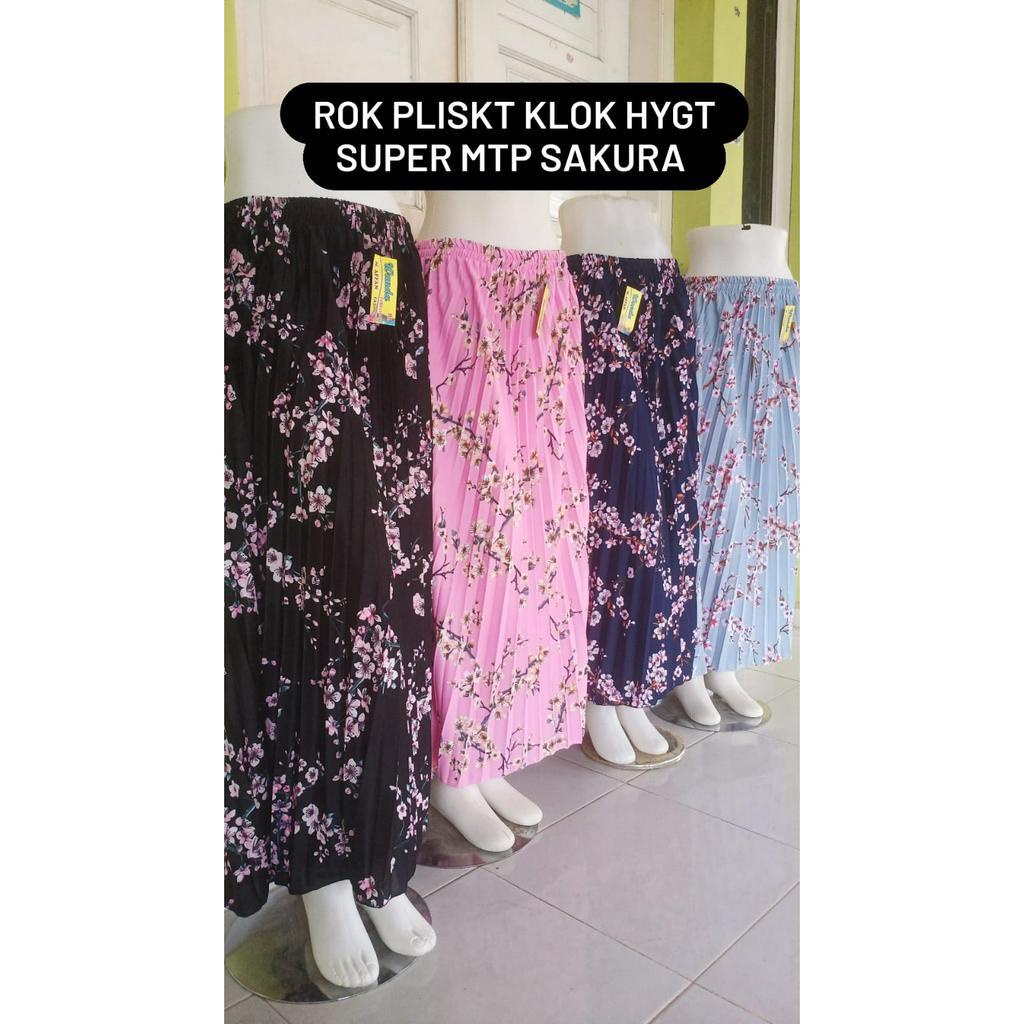 Rok Klok plisket motif bunga kaktus termurah terlaris