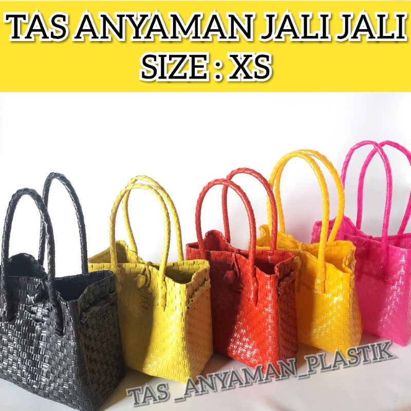 Tas Anyaman Plastik Premium Jali Mini Tote Bag Kecil Anyaman Tas Wanita