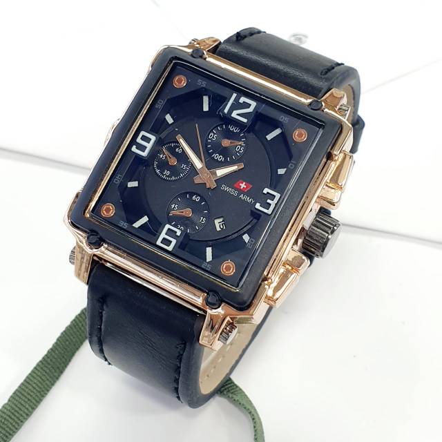 Jam tangan pria kulit tanggal aktif tali kulit