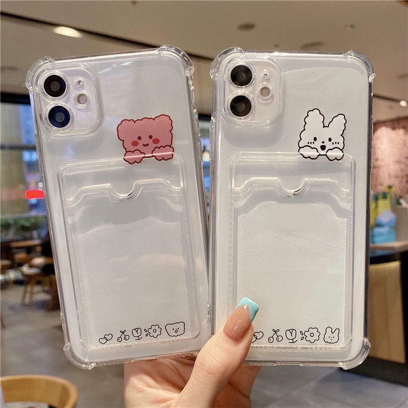 Soft Case TPU Transparan Motif Kartun Beruang Kelinci Untuk iPhone 6 6s Plus 11 12 13 14 Pro Max XS Max X XR 6 6s 7 8 Plus