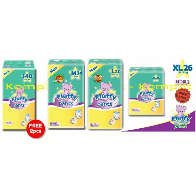 POPOK BAYI FLUFFY PANTS S40+2 M34+6 L30+6