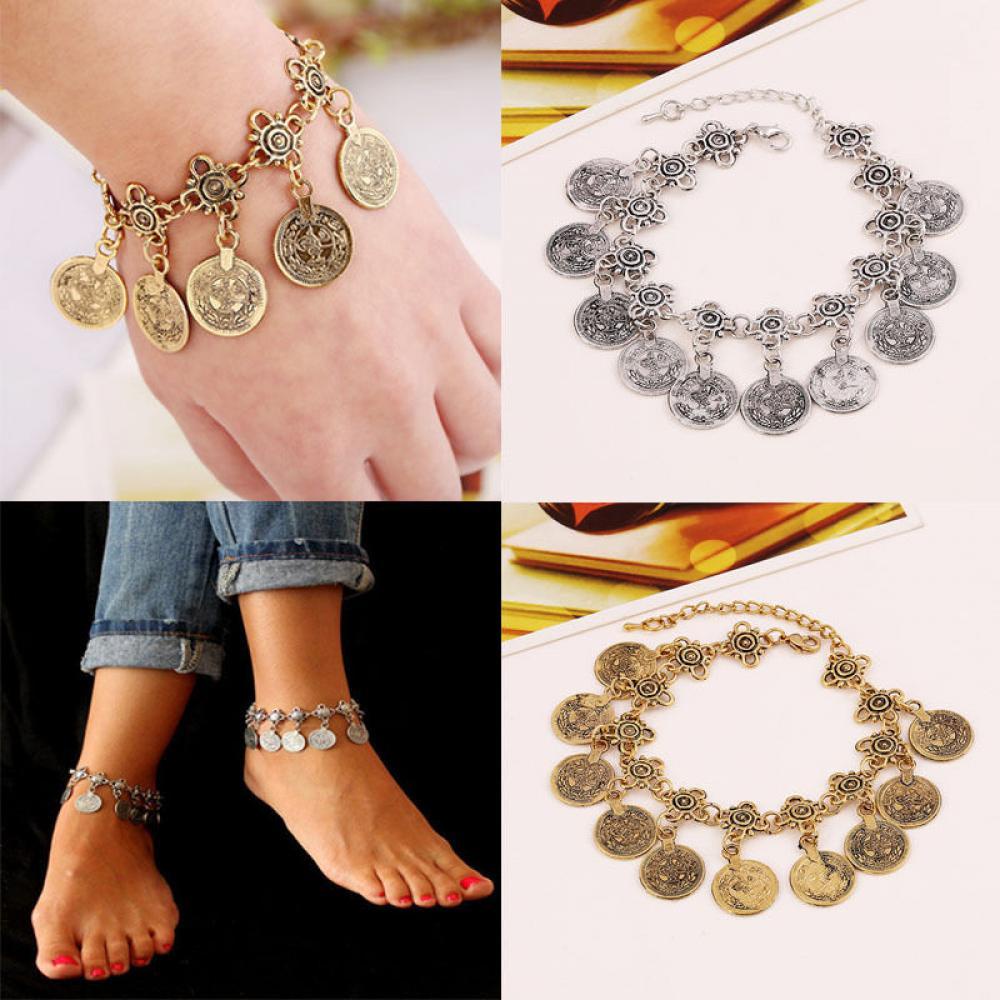 CHOOKYY Gelang Kaki Koin Wanita Bohemian Turki Antik