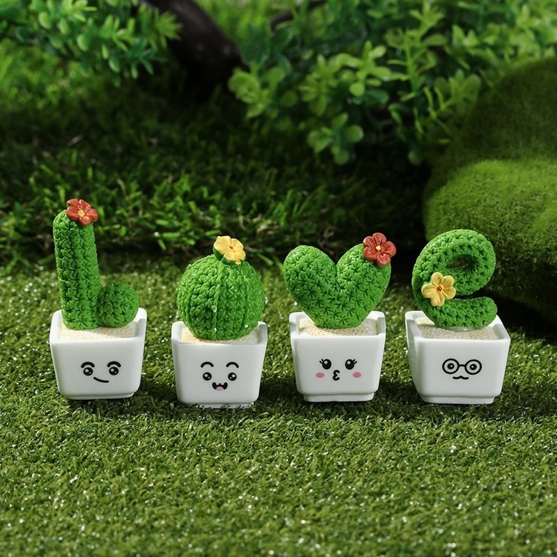 Creative Small Fresh Resin Cactus Ornament / Miniatures Landscape Cactus Figurines / For Home Car Office Desktop Decor