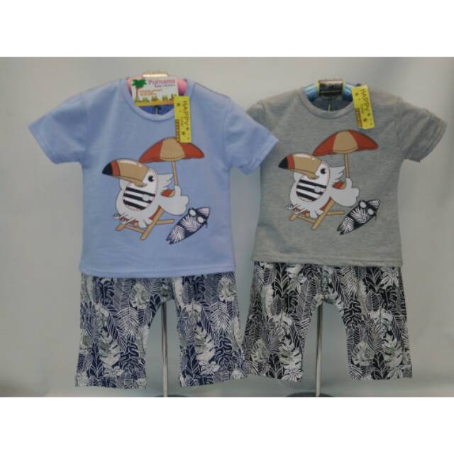 Setelan anak lengan pendek merk happy Time motif bird size 1-3 tahun ( no.4,6,8)