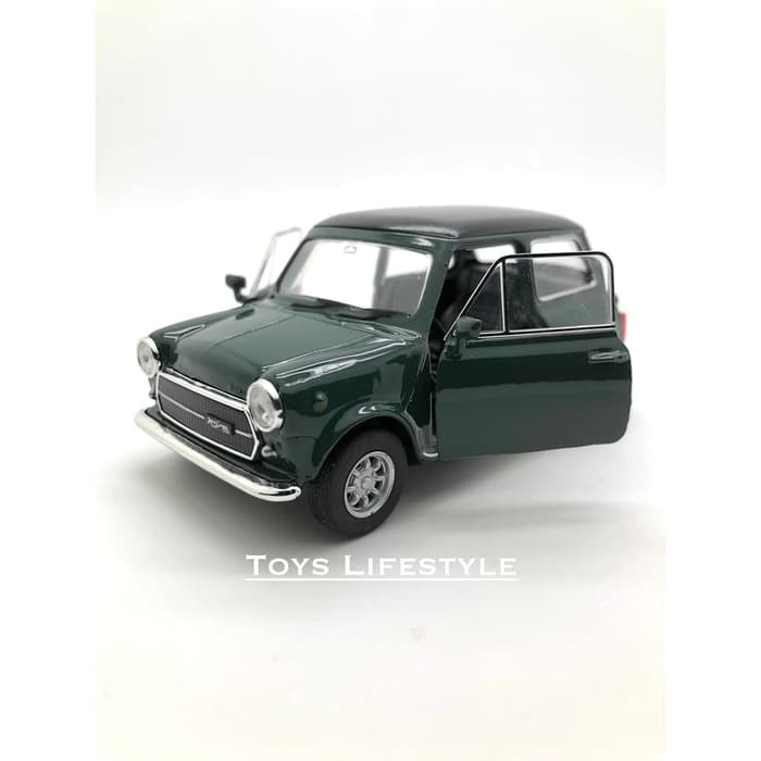 Welly Diecast diecas miniatur mobil Mini Cooper 1300 Skala 1:32 Hijau Tua