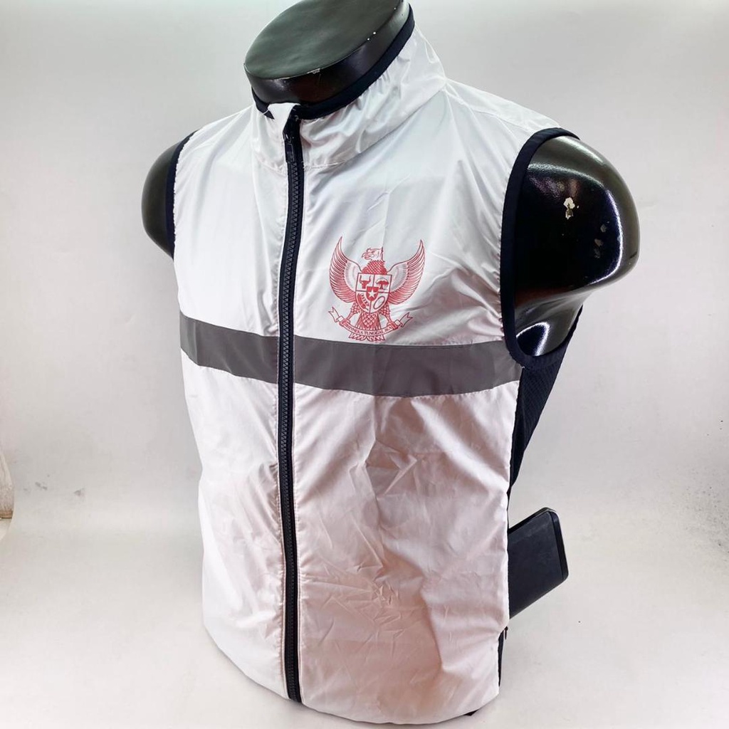 Rompi Vest Sepeda HUT RI 77 Dirgahayu Republik Indonesia Olahraga Neology Windbreaker - Putih