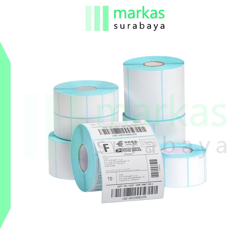 MARKAS STC008 Stiker Label Gulung Polos Sticker Barcode Printer Tempel