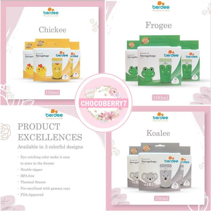 Berdee Breast Milk Storage Bags 100ml Kantung Kantong ASI 100 ml isi 30 Bags