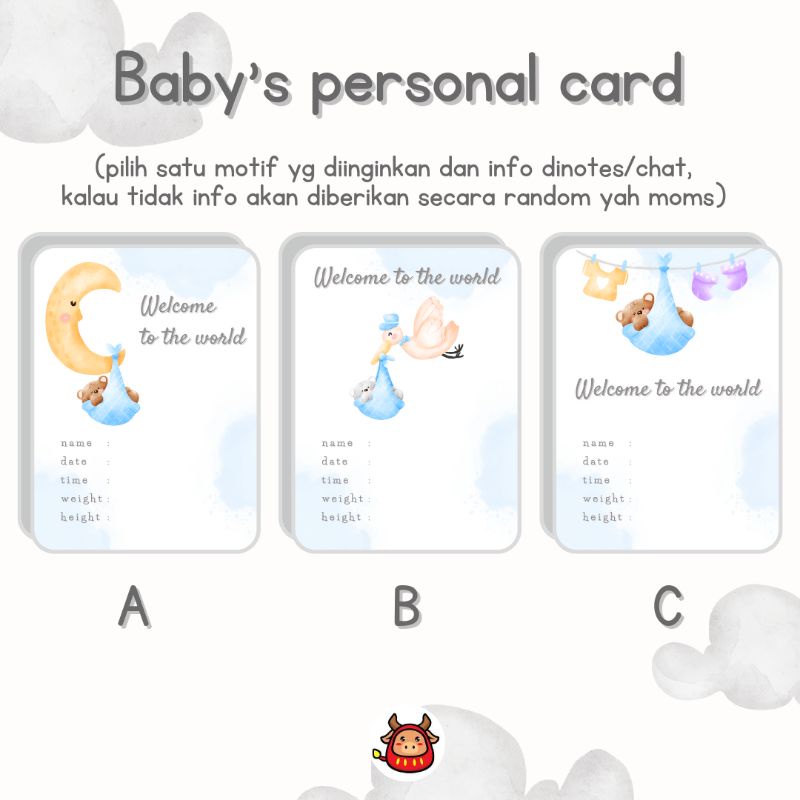 Baby Milestone Card Premium Design Watercolored Baby Boy Cloudy themed Kartu Selfie Bayi High Quality desain terbaru