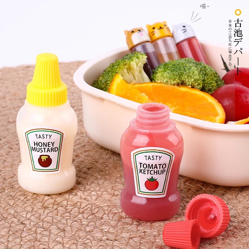 2pcs / Set Botol Remas Mini Portable Holder Kecap / Dressing Salad Untuk Peralatan Dapur