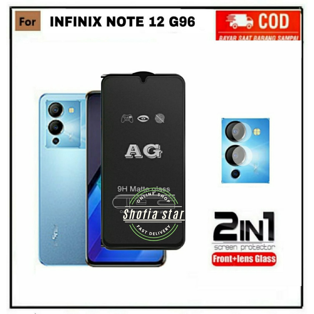 2IN1 TEMPERED GLASS MATTE INFINIX NOTE 12 G96 TG LAYAR ANTI GLARE KACA FULL COVER