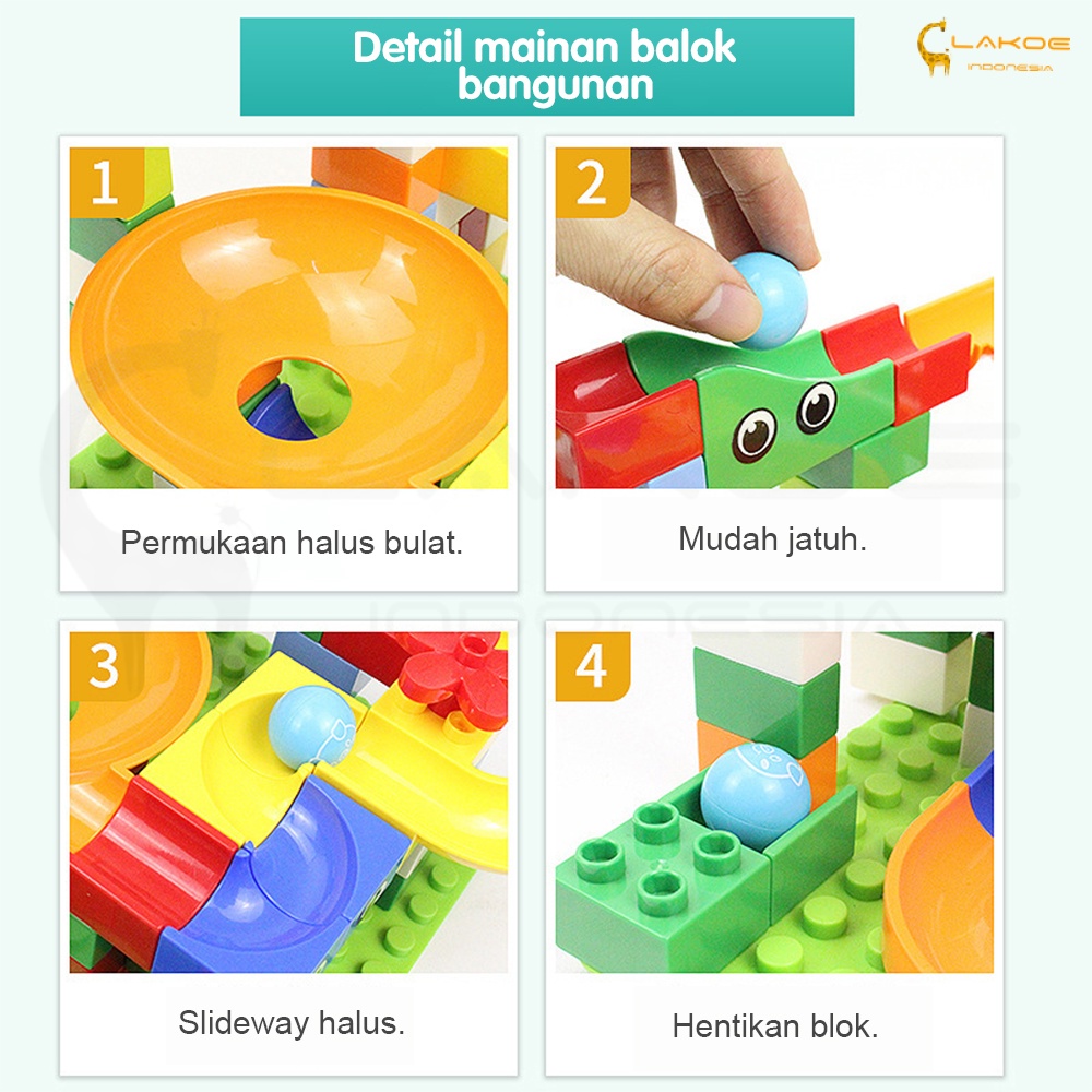 LAKOE 168PCS mainan balok susun marble run race bricks block mainan anak