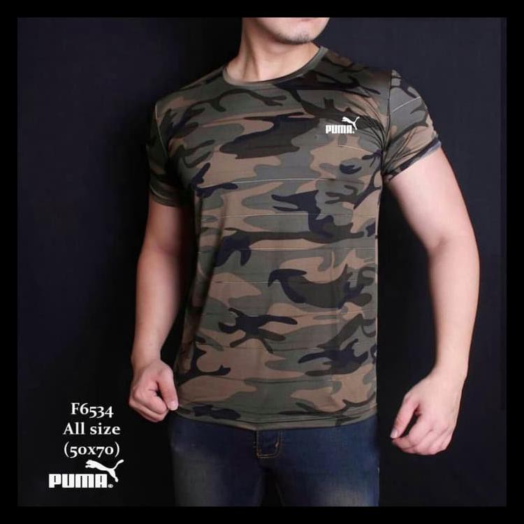 SWEET BAJU KAOS ARMY PUMA CAMO LORENG TENTARA / KAOS RUNNING GYM FITNESS BIG SALE