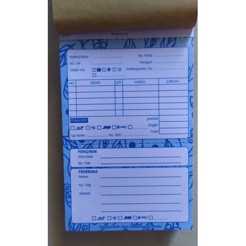

Nota penjualan dan pengiriman olshop 100lembar