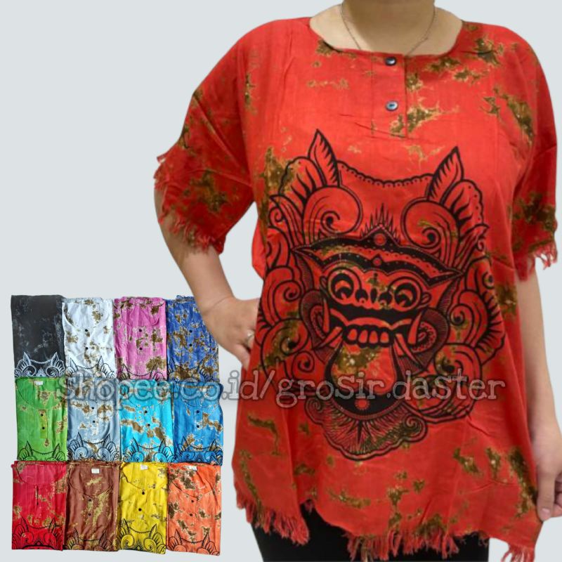 Baju kaos Bali Barong Jumbo XXL Baju Pria Wanita Santai Rayon Tebal Baju Bali Jumbo