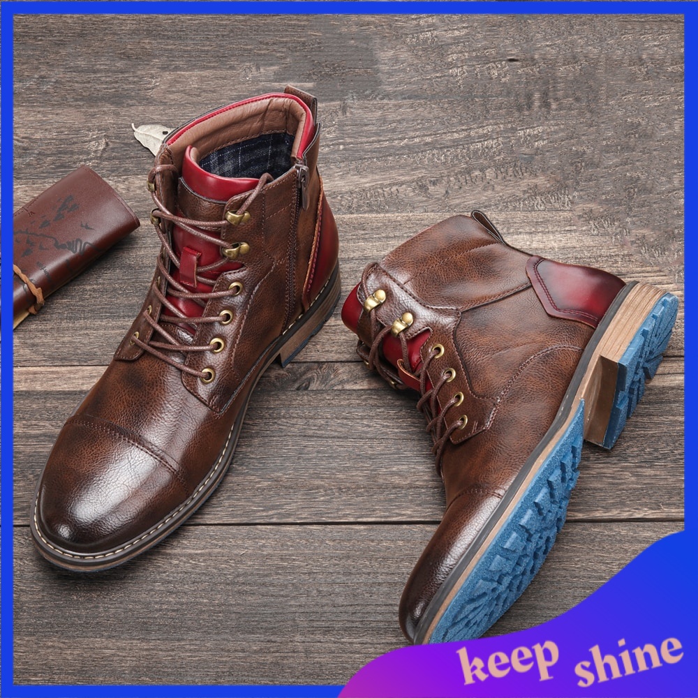 Sepatu Boots Pria Kulit Import American Style Men Boots  Brand Fashion Comfortable Ankle Boots Leath