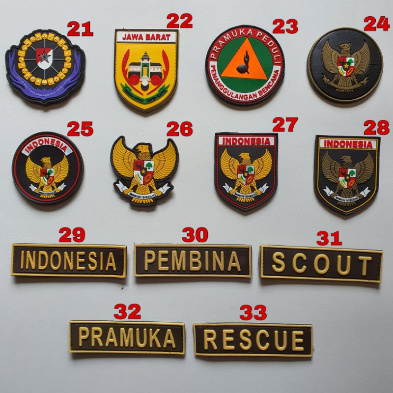 patch rubber logo pramuka/wosm/scout/rescue/rubber patch pramuka/tempelan emblem karet velcro