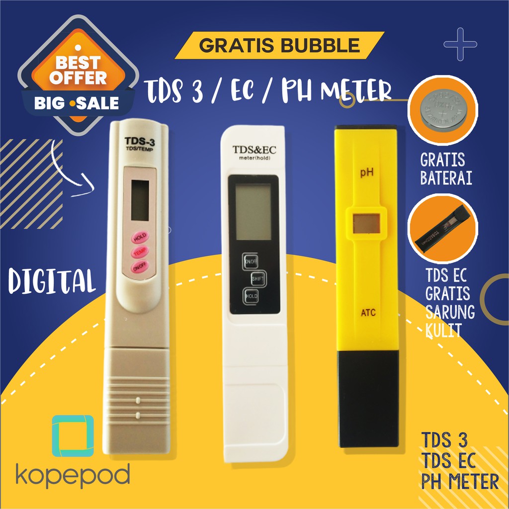 TDS Meter Hidroponik Alat Pengukur PH Air TDS meter pena dan ph meter