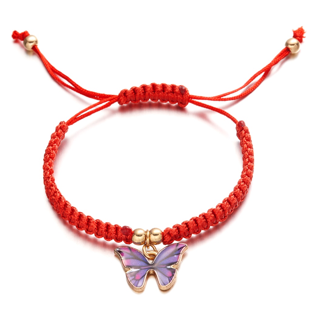 Hand-woven Red Rope Butterfly Adjustable Man and Woman Lucky Bracelets for Couples Braid Jewelry