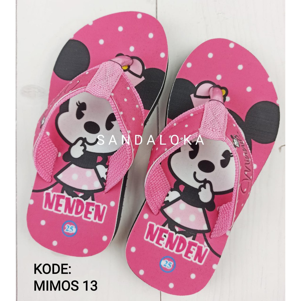 [PO] Sandal Karakter Print Minnie Mouse Mickey | Sendal Nama | Cartoon Foto | Anak PAUD TK SD sancu