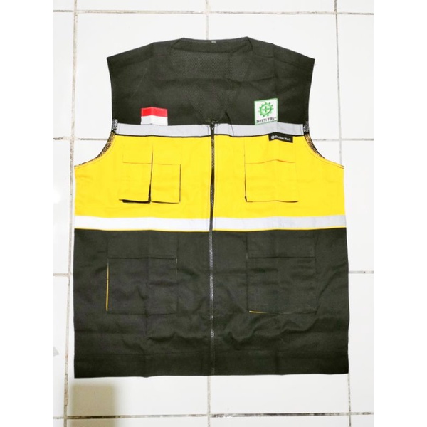 ROMPI SAFETY KUNING HITAM PREMIUM PAKAI FURING