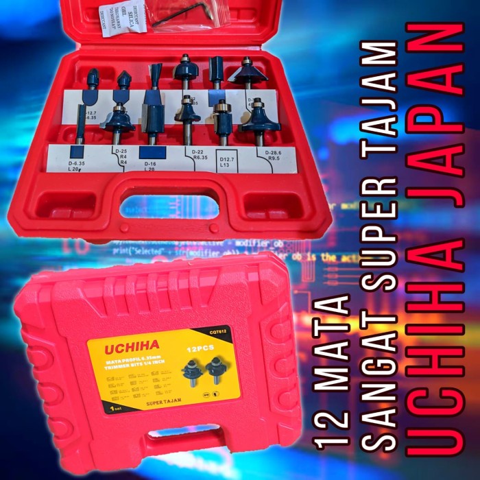 Mesin Profil Router Trimmer Kayu ukir 6mm uchiha trimer+1set mata ori
