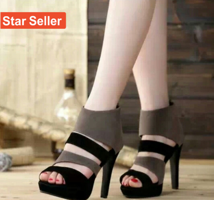 HEELS STRAPPY WANITA SANDAL PESTA UNDANGAN SANTAI CEWEK EMORY HIIL MURAH MODEL IMPORT GC BRUKAT MIKA