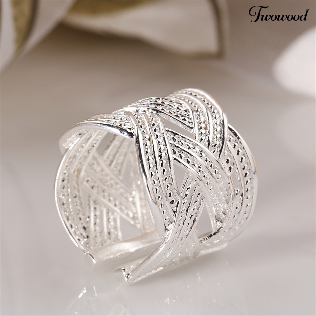 Cincin Model Terbuka Bahan 925 Silver Plated Gaya Etnik Untuk Wanita