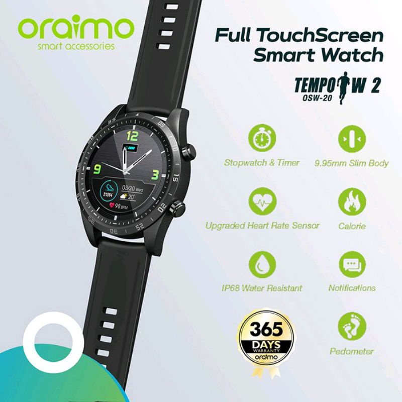 ORAIMO SMART WATCH TEMPO W2 OSW-20 BLACK