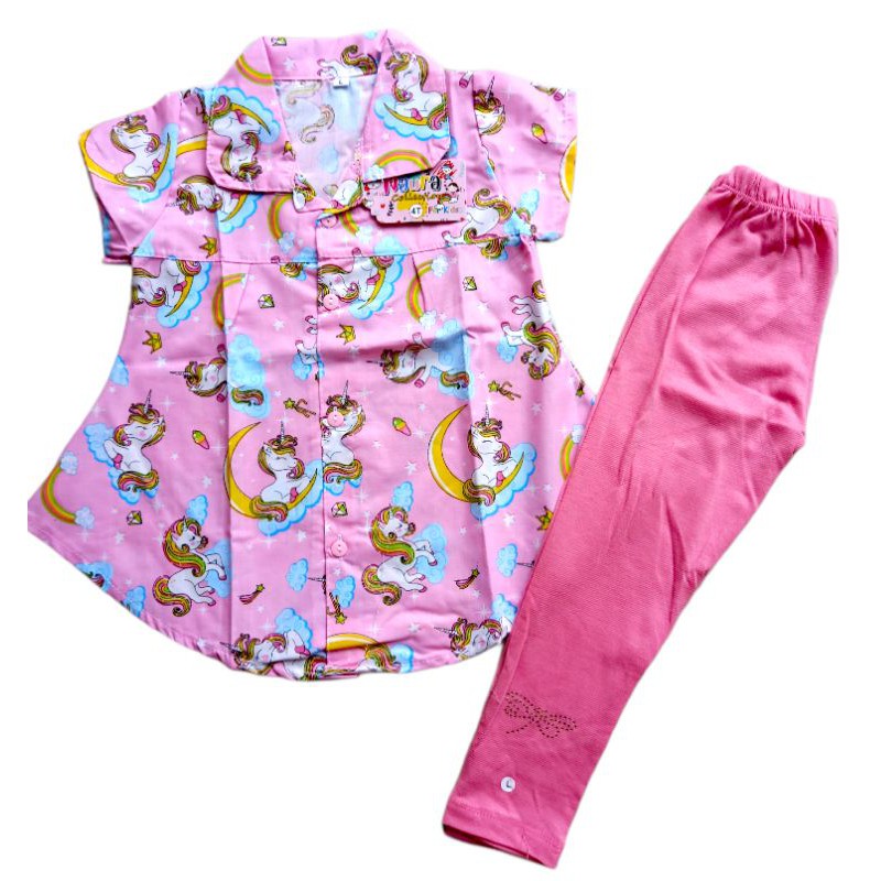 Setelan anak perempuan || Setelan kemeja tunik legging anak || Setelan legging anak