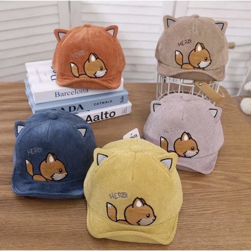 Topi Baseball Anak Hero Fox / Topi Anak Bordir Kucing / Topi Bayi