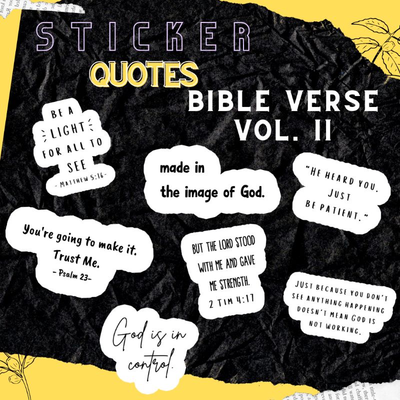 

STICKER BIBLE VERSE QUOTES VERSI 2 CUTTING|| STIKER QUOTES 7PCS - Stiker quotes ayat Alkitab | Kristen Gift