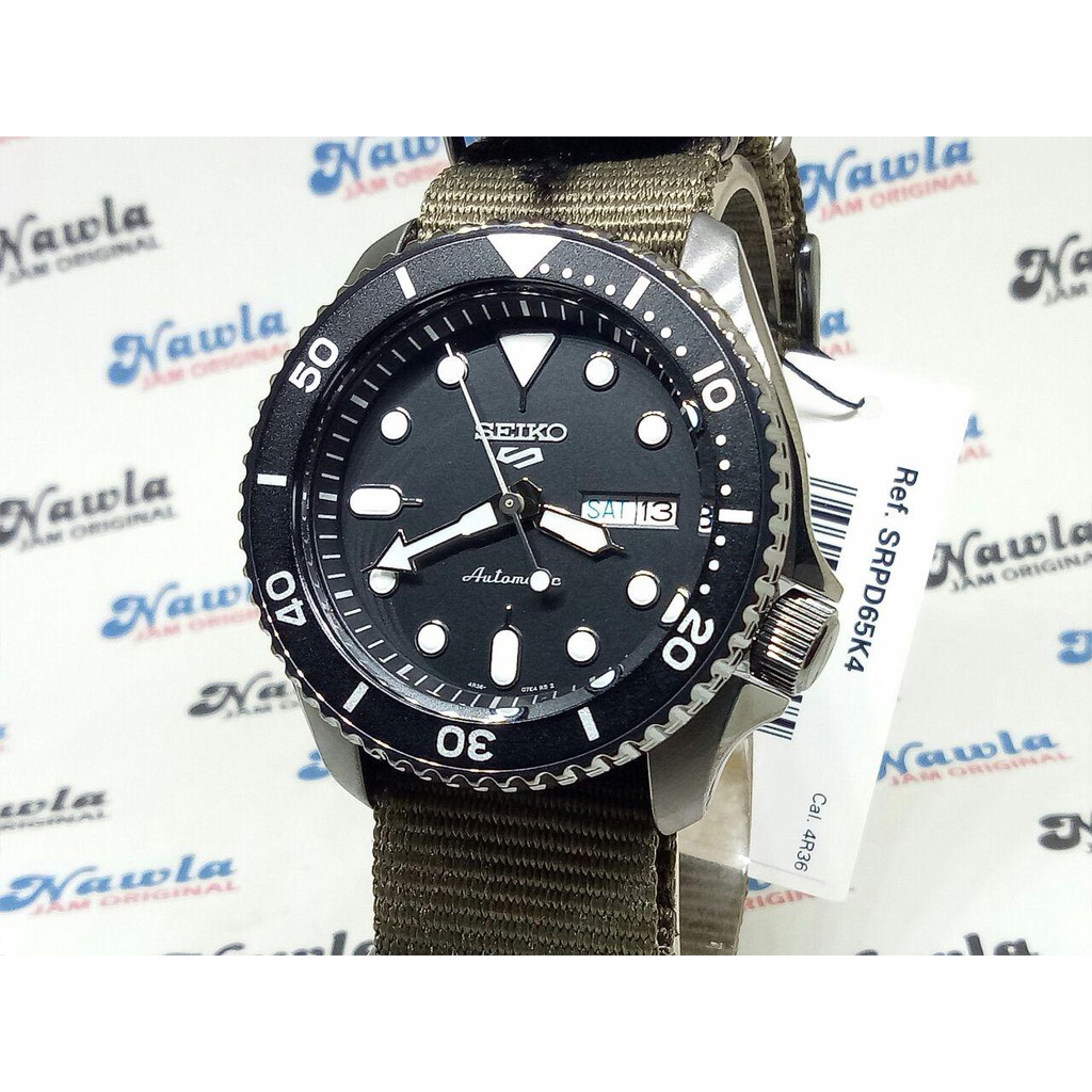 Seiko 5 Sports SRPD65K4 Automatic Green Nylon - Jam Tangan Pria SRPD65