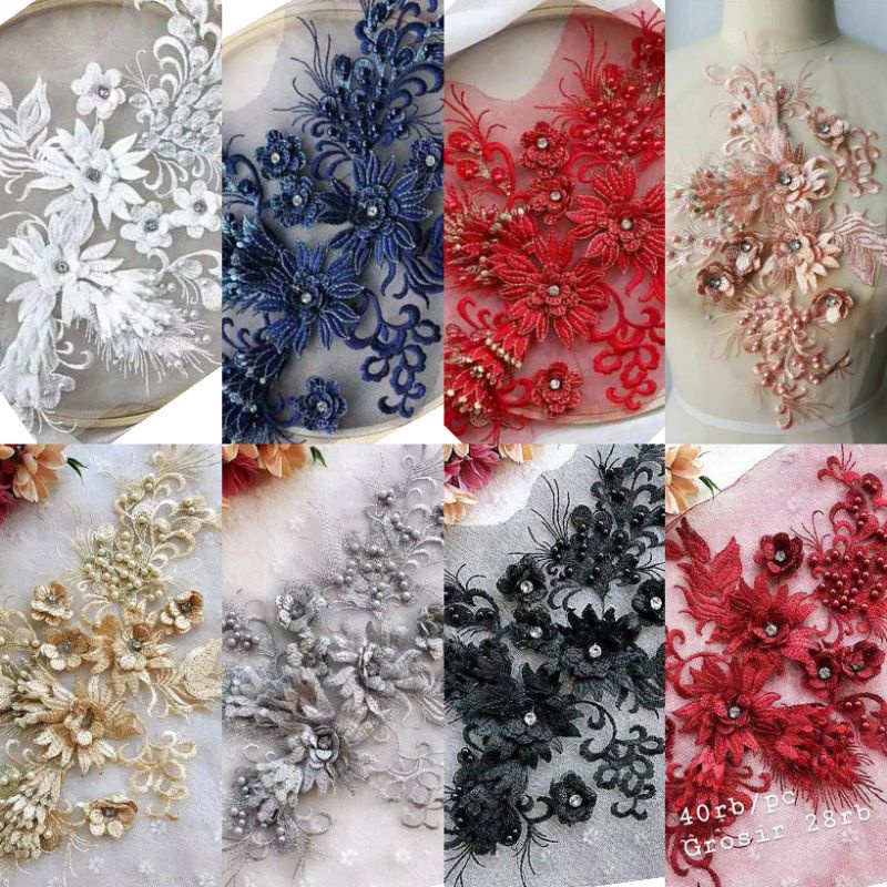 Lace bordir bunga 3d, wedding lace