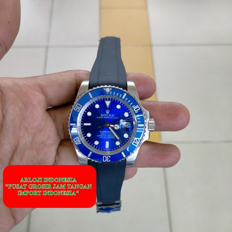 New Rolex Submariner Smurf Strap Rubber Automatic Garansi 1th
