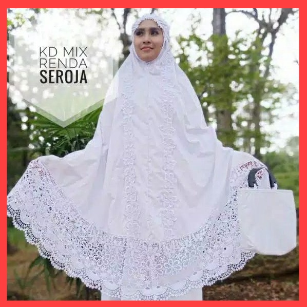 Mukena Bordir Renda Mewah Dewasa Dari Tasikmalaya  putih Cantik Bahannya Dari Katun Asli Mukena Rend