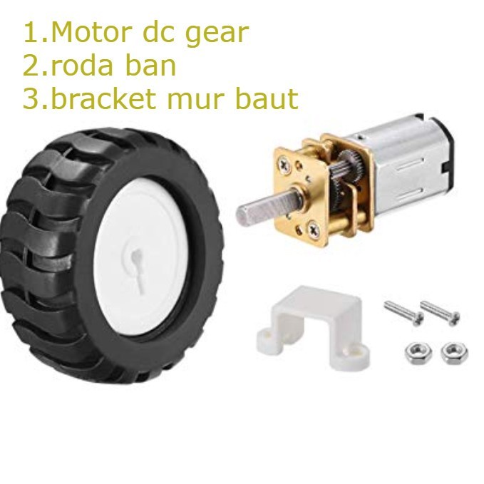 Motor DC N20 Gearbox Gear Box Roda Untuk Mobil Arduino Bracket