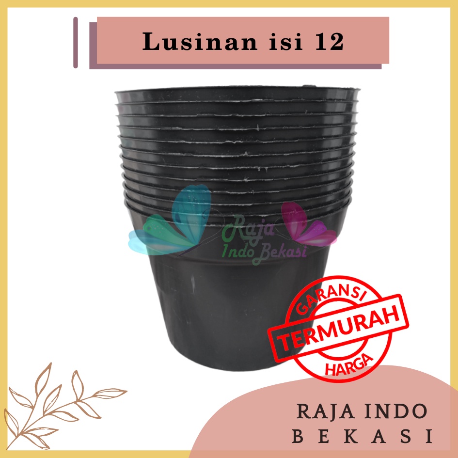 LUSINAN Pot Bunga Hitam 20 cm TERMURAH Pot Tanaman 20cm Hitam MURAH Isi 12