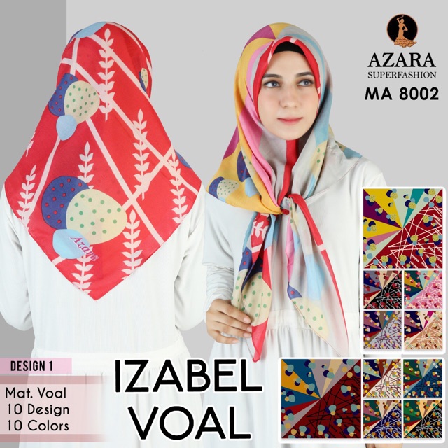 NEW ISI 10 PCS Segiempat Voal Izabel Polyster motif Azara polycotton PUSAT JILBAB HIJAB MURAH