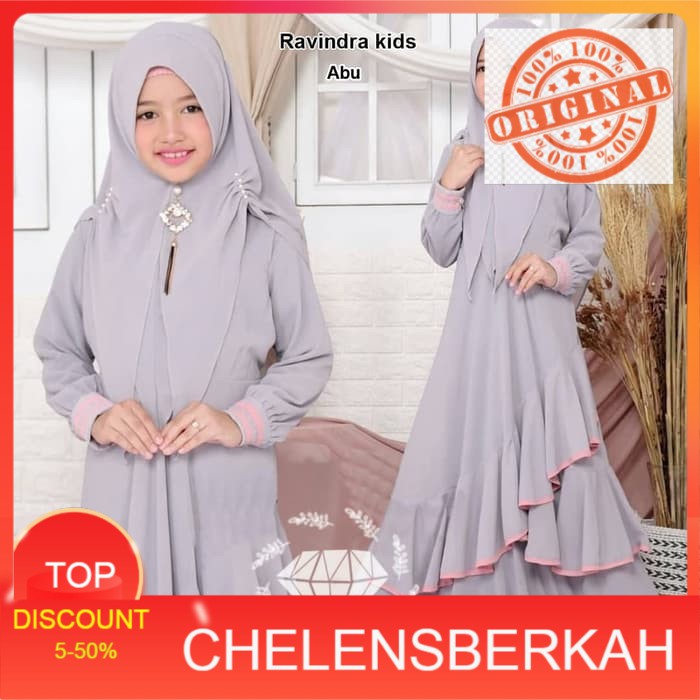 Gamis Anak Set Jilbab Syari 100% YuaHijab 1-125 th / Marwah Fanta dan Marwah Milo Syari Kids Ravind